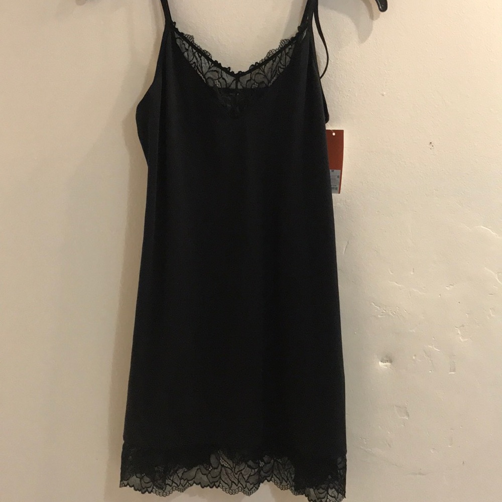 Black silky sleeping gown